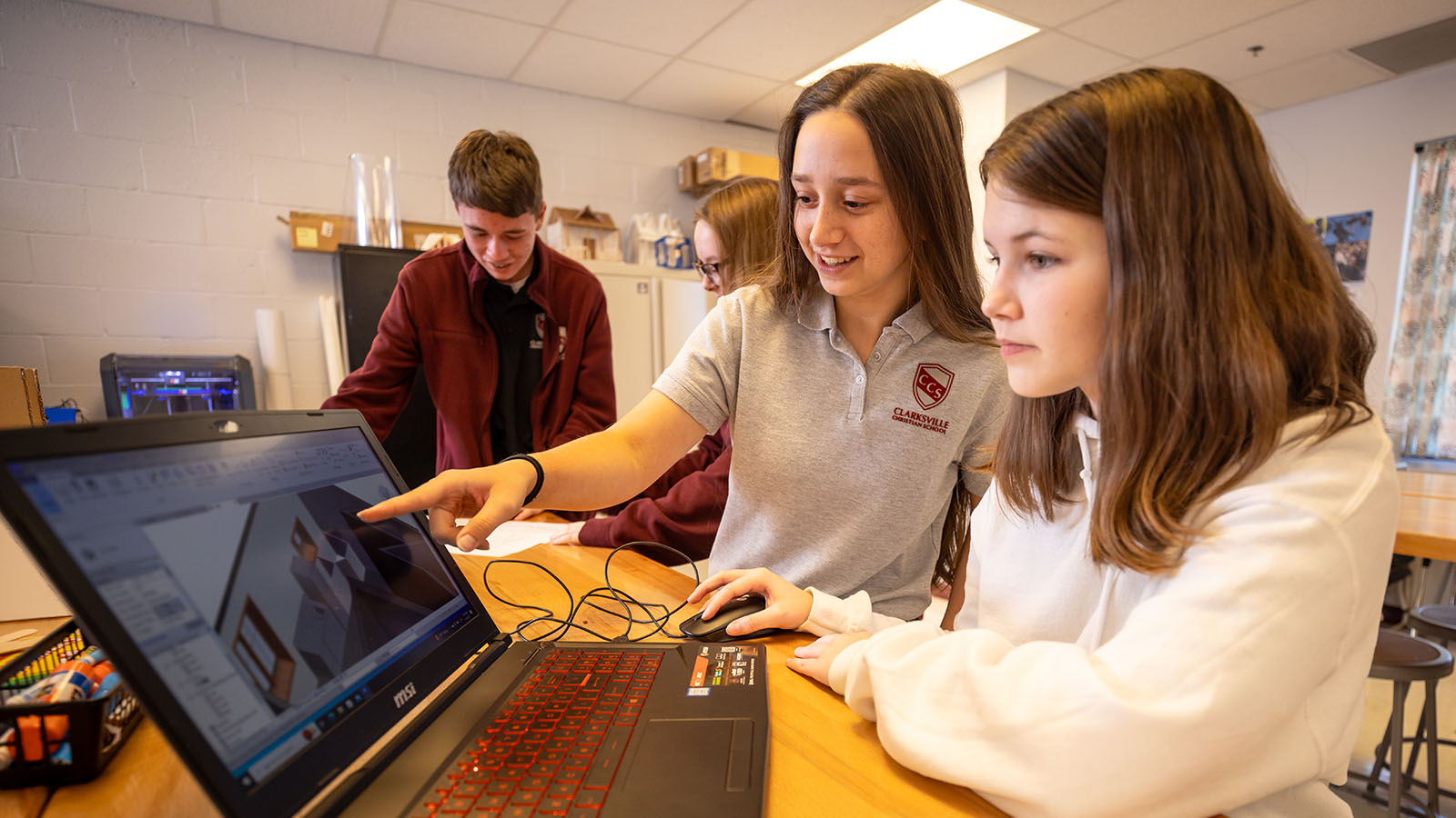 Students working on a computer